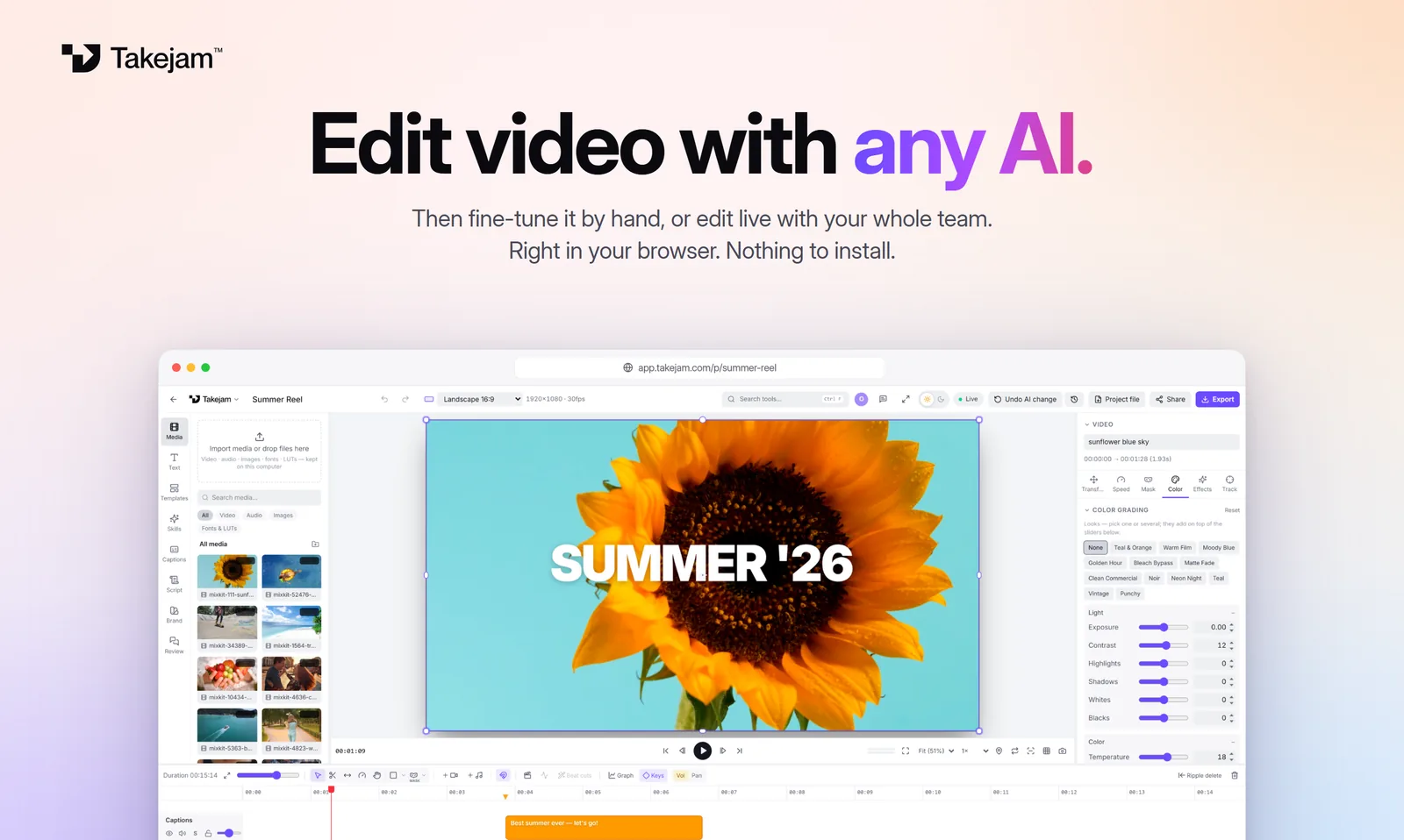 Takejam, the video editor ChatGPT can drive, open in a browser