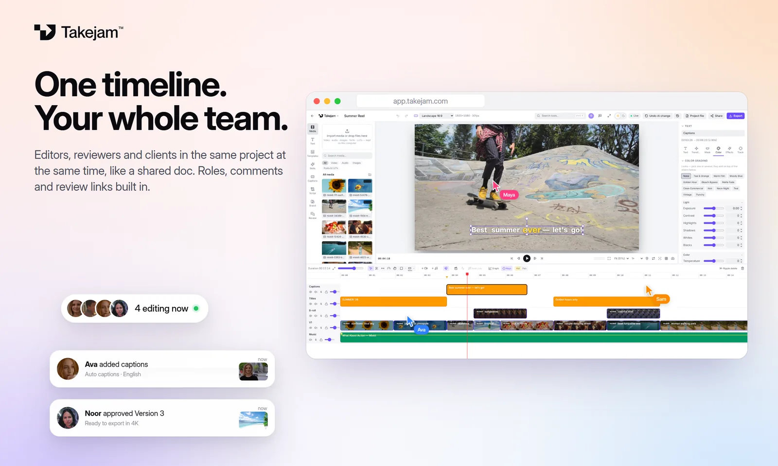 Several people editing one Takejam timeline at the same time